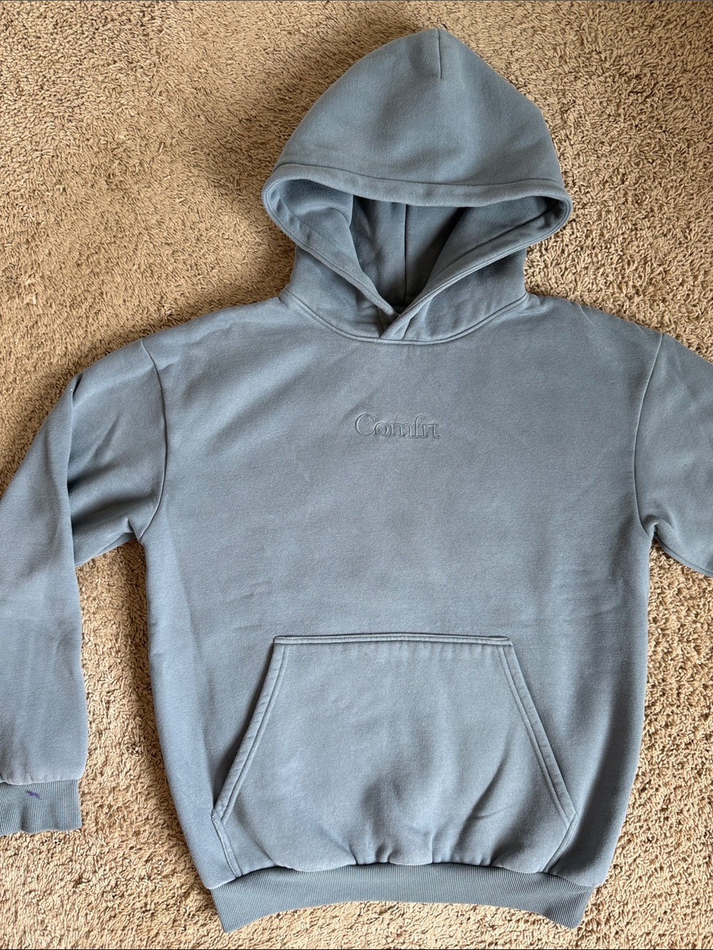 Comfort Signature Embroidered Hooded Sweatshirt - Light Blue